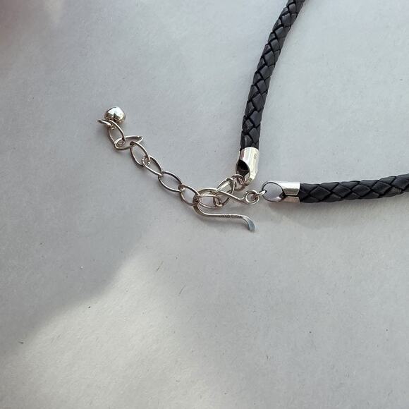 Jay King Mine Finds Heart Amber Necklace Sterling Silver 925 Leather New 18" - Picture 7 of 10